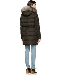 Doudoune longue marron foncé Moncler