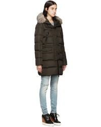 Doudoune longue marron foncé Moncler