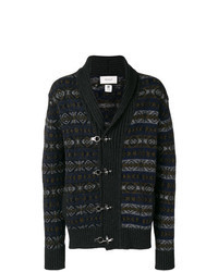 Duffel-cardigan en jacquard bleu marine