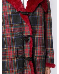 Duffel-coat écossais bordeaux Kenzo Vintage
