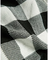 Écharpe à carreaux blanche et noire Plush
