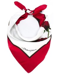 Écharpe à fleurs blanc et rouge Dolce & Gabbana