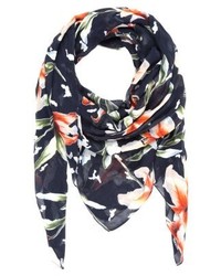 Écharpe à fleurs bleu marine Hugo Boss