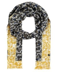 Écharpe à fleurs gris foncé Marc O'Polo