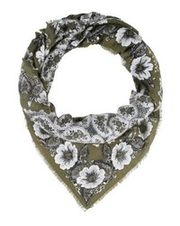 Écharpe à fleurs olive Becksöndergaard