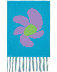 Écharpe à fleurs turquoise