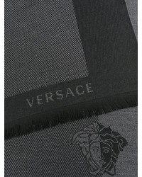 Écharpe à rayures horizontales gris foncé Versace