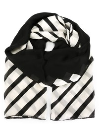 Écharpe à rayures horizontales noire et blanche Valentino