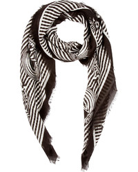 Écharpe à rayures verticales blanche et noire Alexander McQueen