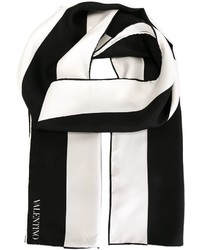 Écharpe à rayures verticales blanche et noire Valentino