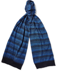 Écharpe en coton à rayures horizontales bleu marine