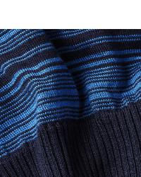 Écharpe en coton à rayures horizontales bleu marine Missoni