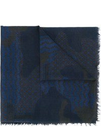 Écharpe en coton imprimée bleu marine Neil Barrett