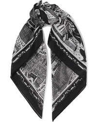 Écharpe en coton imprimée noire Alexander McQueen
