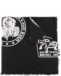 Écharpe en coton imprimée noire Diesel