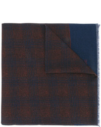 Écharpe en laine à carreaux bleu marine Corneliani