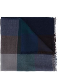 Écharpe en laine à carreaux bleu marine Paul Smith