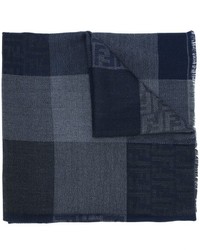 Écharpe en laine à carreaux gris foncé