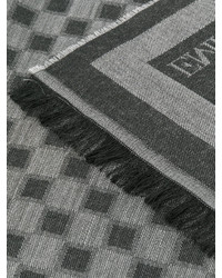 Écharpe en laine à carreaux grise Emporio Armani