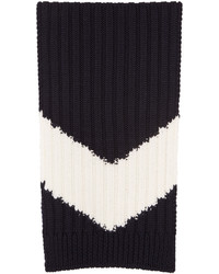 Écharpe en laine à motif zigzag bleu marine