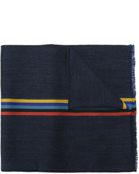 Écharpe en laine à rayures horizontales bleu marine Paul Smith
