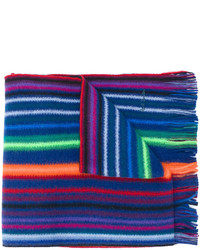 Écharpe en laine à rayures horizontales bleue Paul Smith