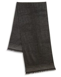 Écharpe en laine à rayures horizontales gris foncé