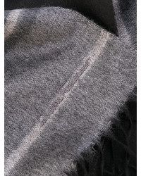 Écharpe en laine à rayures horizontales grise Salvatore Ferragamo