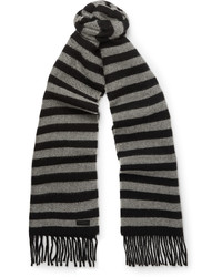 Écharpe en laine à rayures horizontales noire