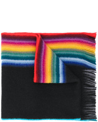 Écharpe en laine à rayures horizontales noire Paul Smith