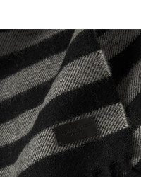 Écharpe en laine à rayures horizontales noire Saint Laurent