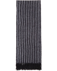 Écharpe en laine à rayures verticales bleu marine