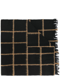 Écharpe en laine écossaise noire Dondup