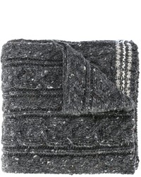 Écharpe en laine en tricot gris foncé Thom Browne
