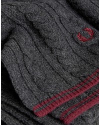 Écharpe en laine en tricot gris foncé Fred Perry
