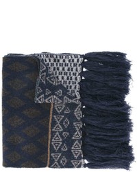 Écharpe en laine géométrique bleu marine