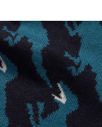 Écharpe en laine imprimée bleu marine Paul Smith