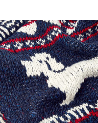Écharpe en laine imprimée bleu marine Thom Browne