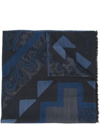 Écharpe en laine imprimée cachemire bleu marine Etro