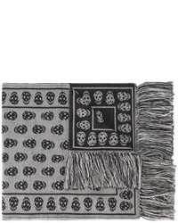 Écharpe en laine imprimée grise Alexander McQueen