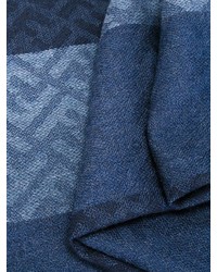 Écharpe en laine tressée bleu marine Fendi