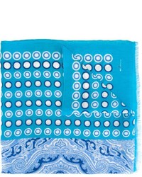 Écharpe en lin imprimée turquoise