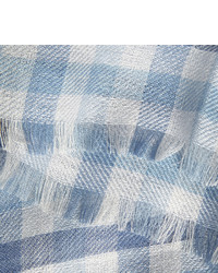 Écharpe en soie à carreaux bleu clair