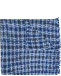 Écharpe en soie à carreaux bleue