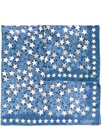 Écharpe en soie à étoiles bleue