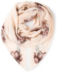 Écharpe en soie à fleurs rose Alexander McQueen