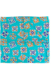 Écharpe en soie à fleurs turquoise