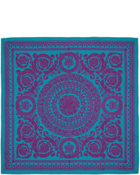 Écharpe en soie à fleurs turquoise Versace