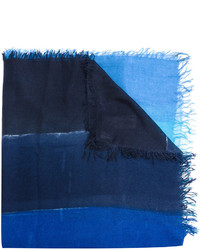 Écharpe en soie à rayures horizontales bleu marine Faliero Sarti