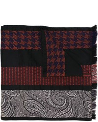 Écharpe en soie à rayures horizontales noire Etro